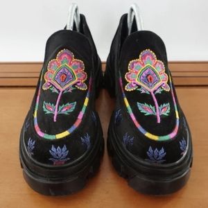 Farm Rio Embroidered Platform Loafers
